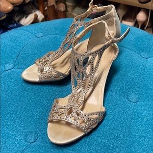 Gold wedge dress sandals